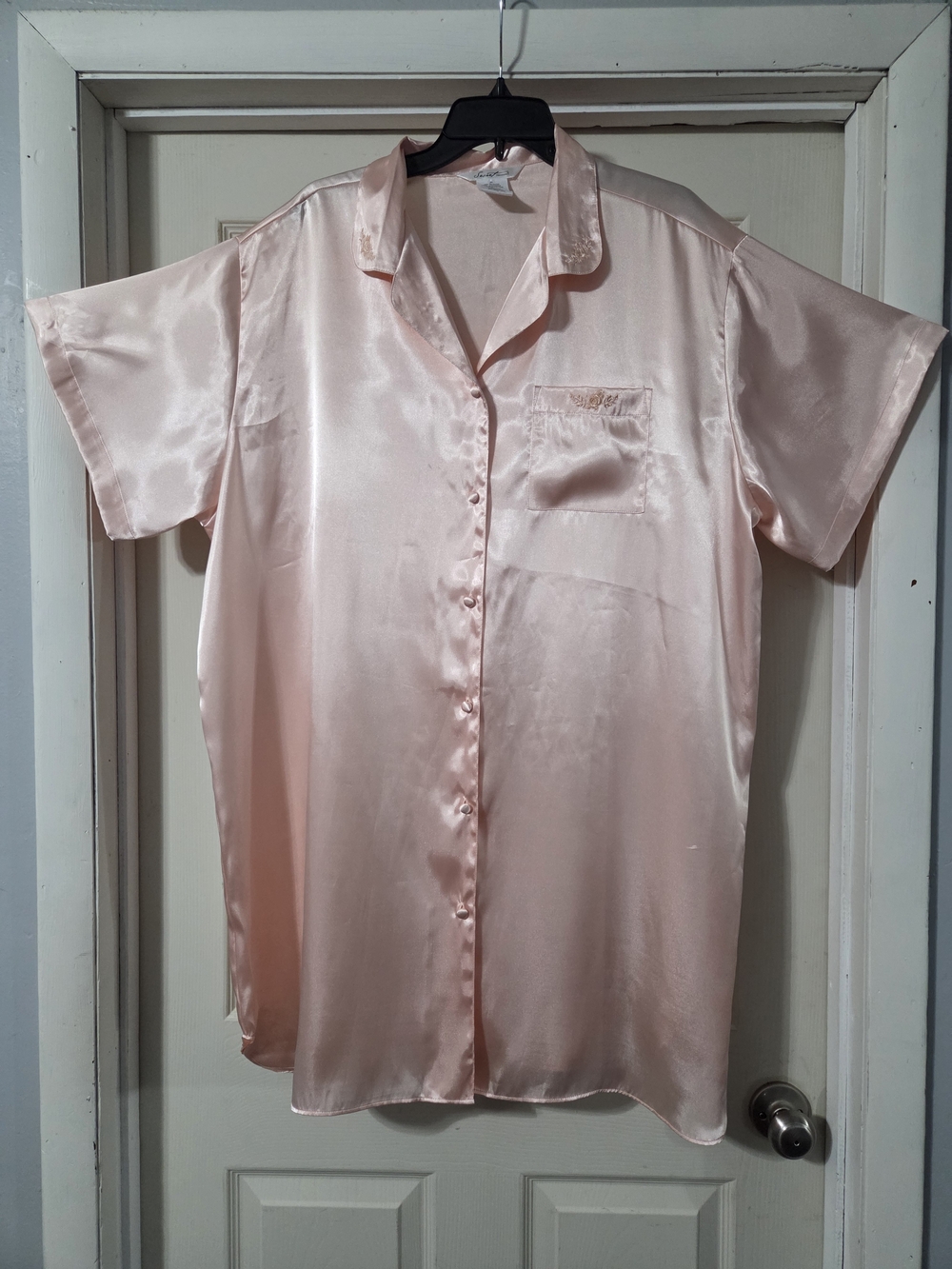 Secret Treasures Vintage Pink Satin Button-Down Sleep Shirt